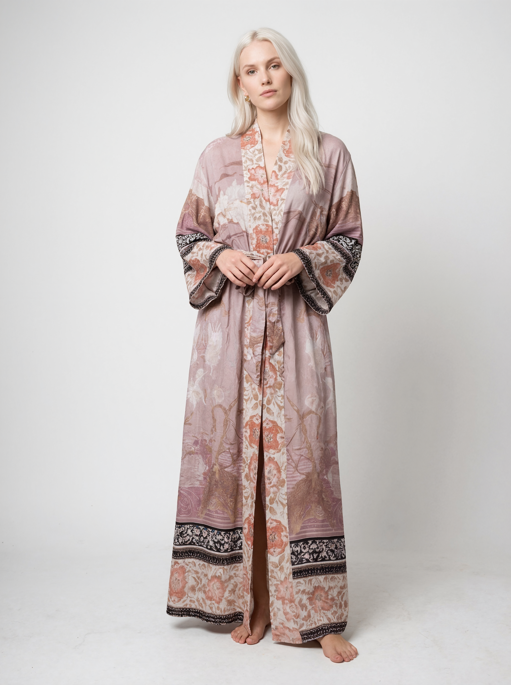 Floral Long Sleeve Maxi Kimono