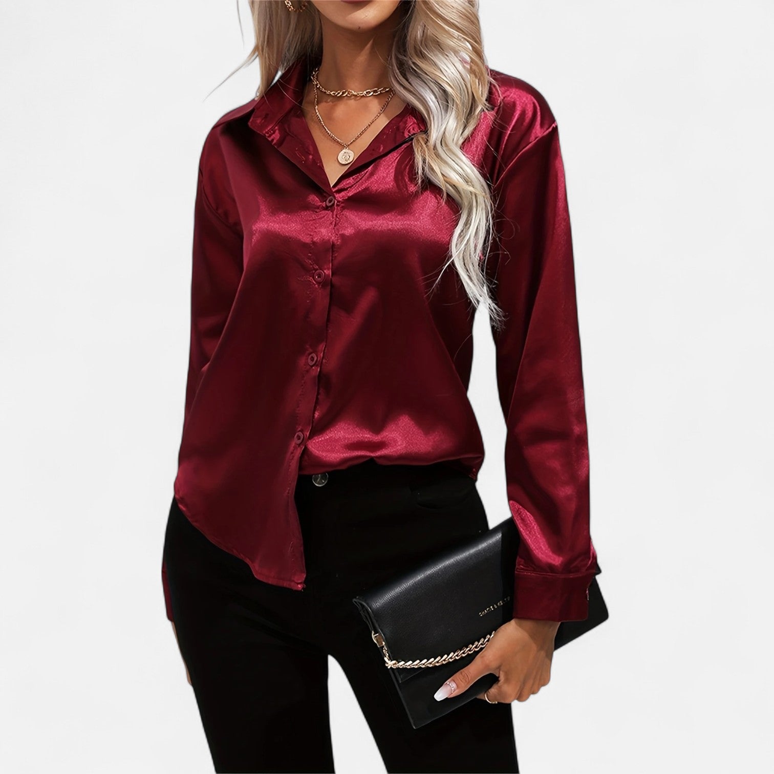 Satin Long Sleeve Blouse