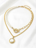 Gold Tone Layered Pearl Necklace