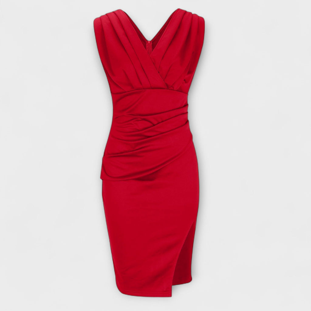 V-neck Slit Midi Dress