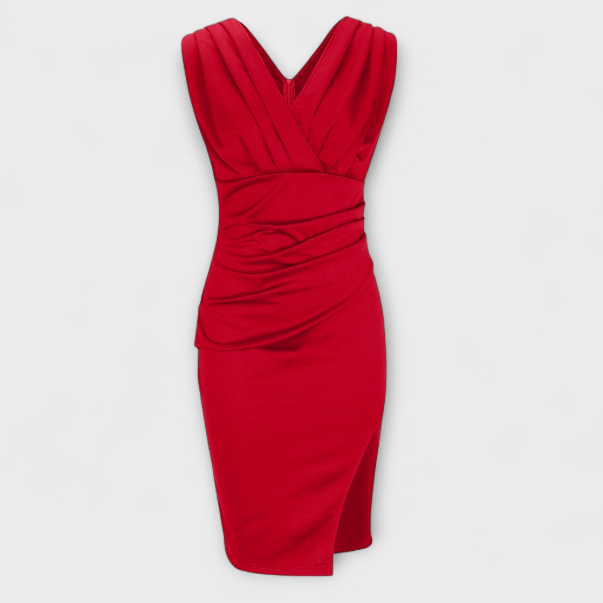 V-neck Slit Midi Dress