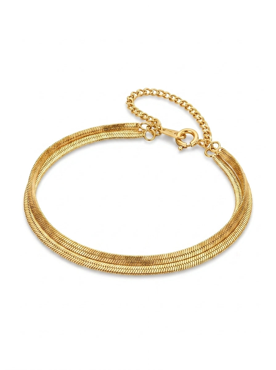 Waterproof Gold Herringbone Bracelet