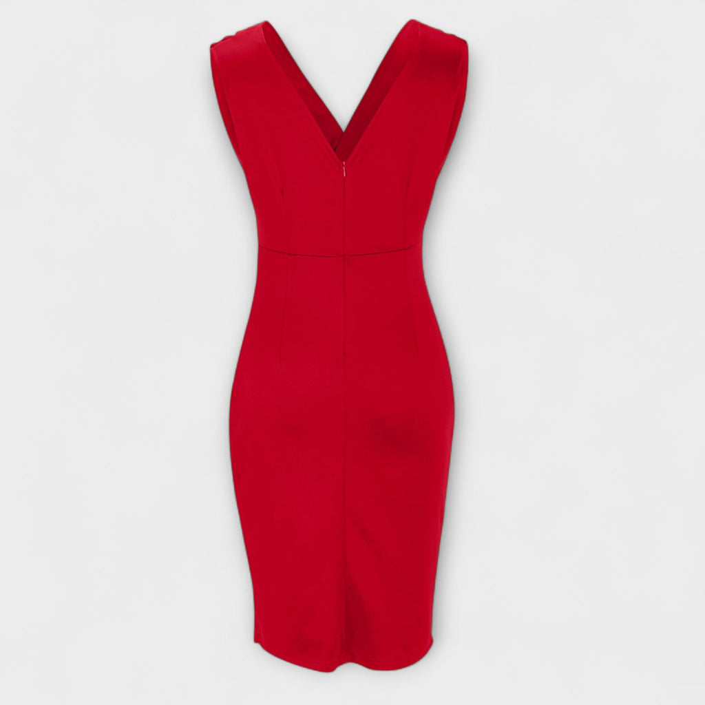 V-neck Slit Midi Dress