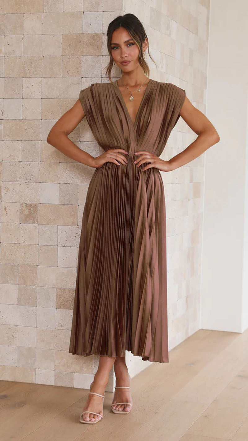 Pleated Midi Dress