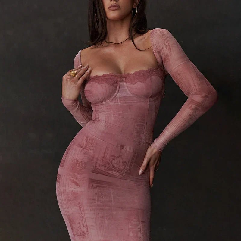 Printed Bodycon Midi Dress