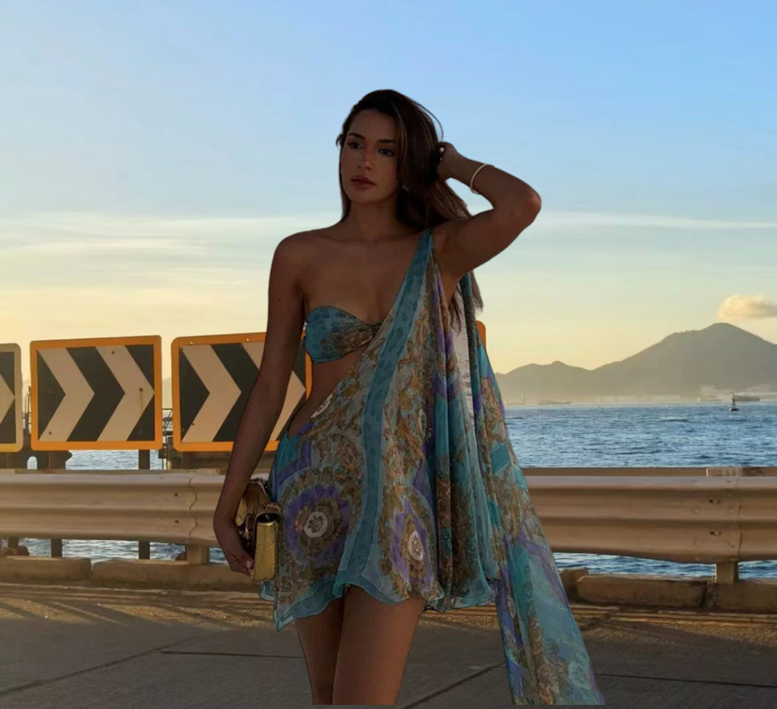 Party Asymmetrical Cut Out Mini Dress