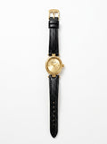 Black Strap Gold Oval Watch