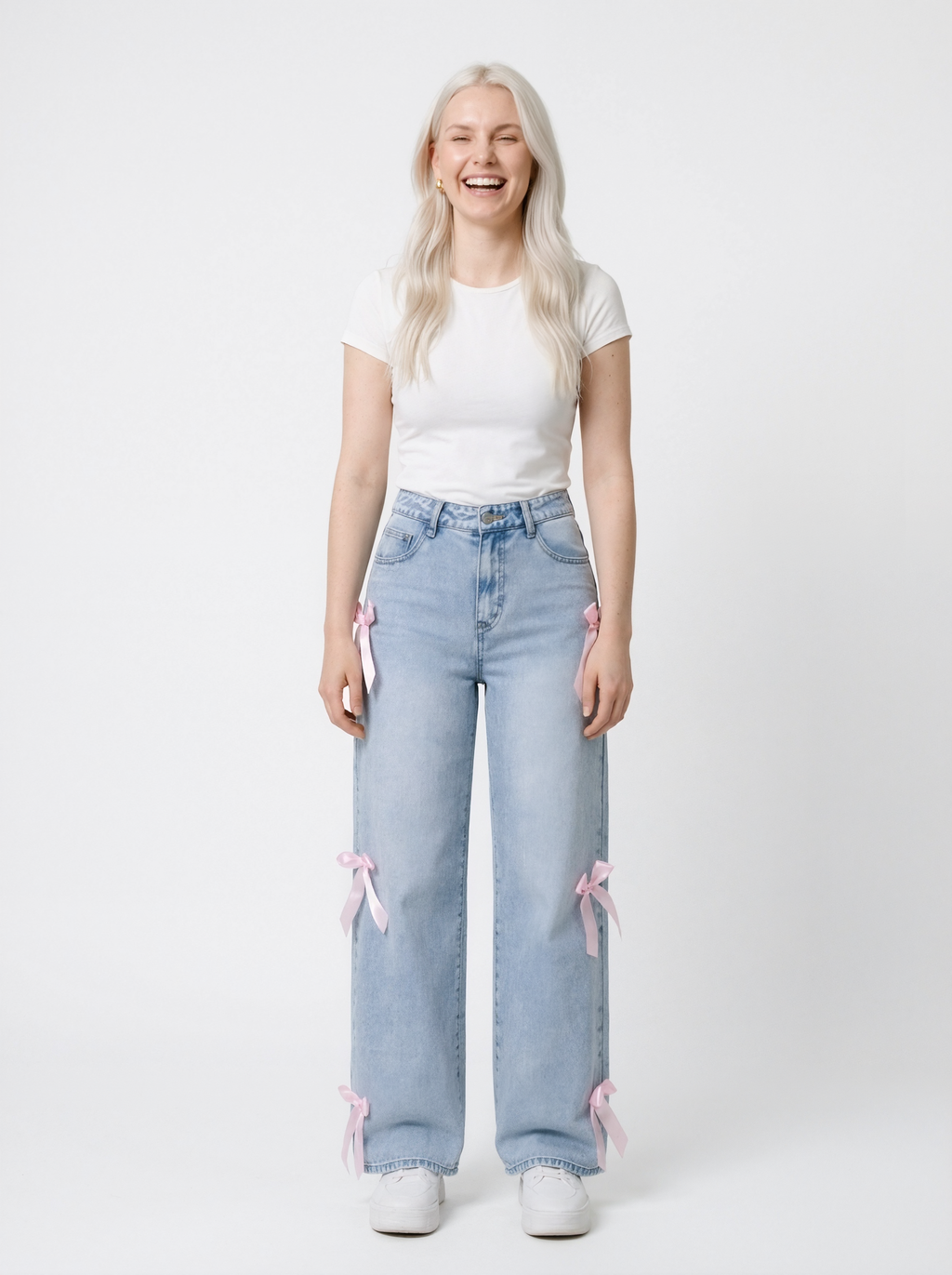 High Waist Bow Detail Jeans