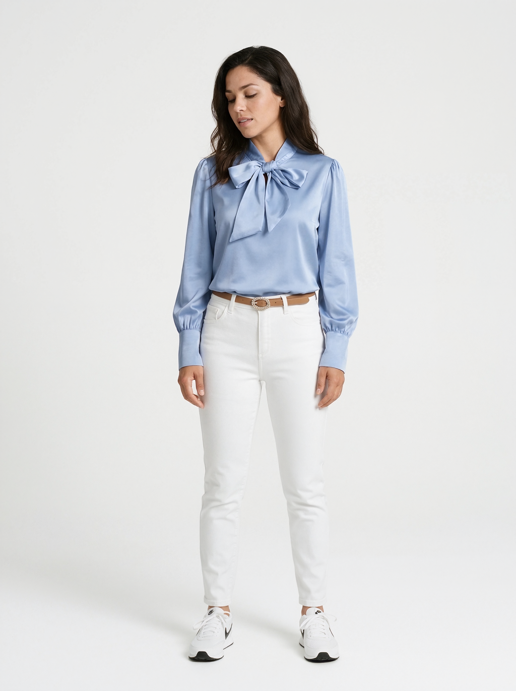 Bow Neck Long Sleeve Blouse