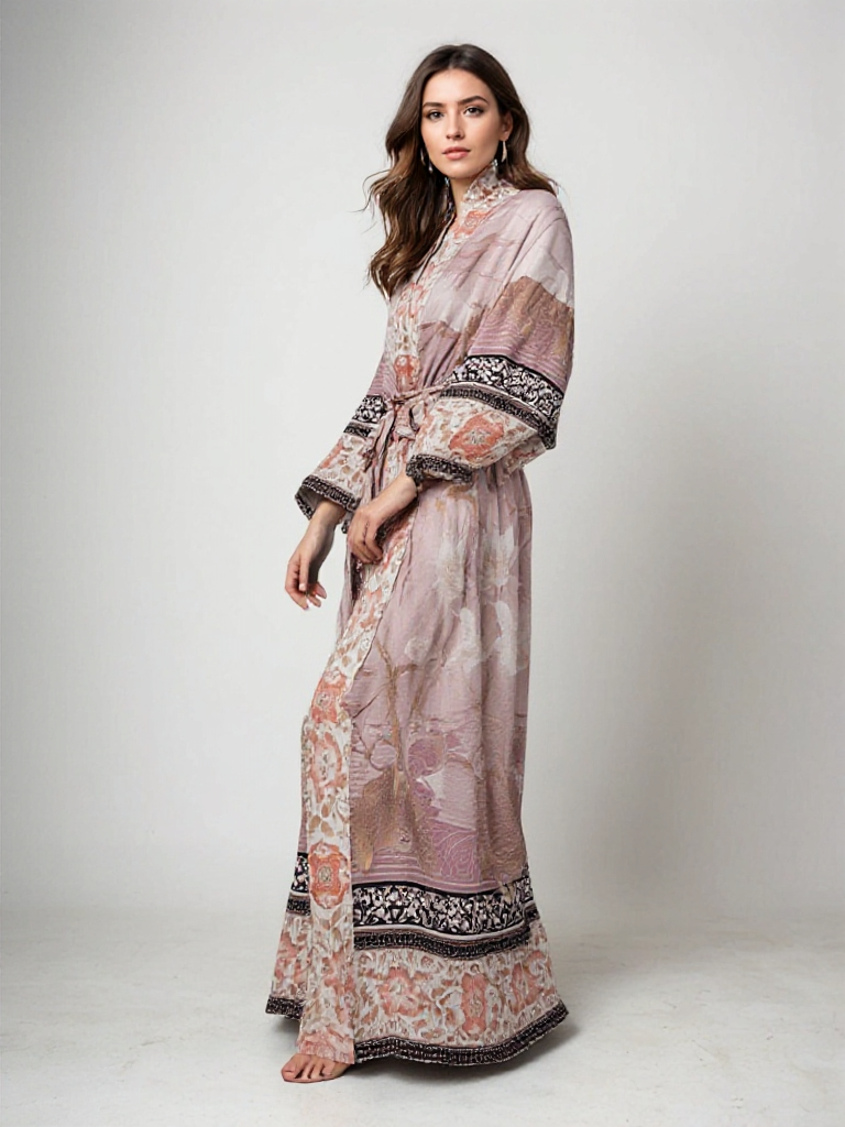 Floral Long Sleeve Maxi Kimono
