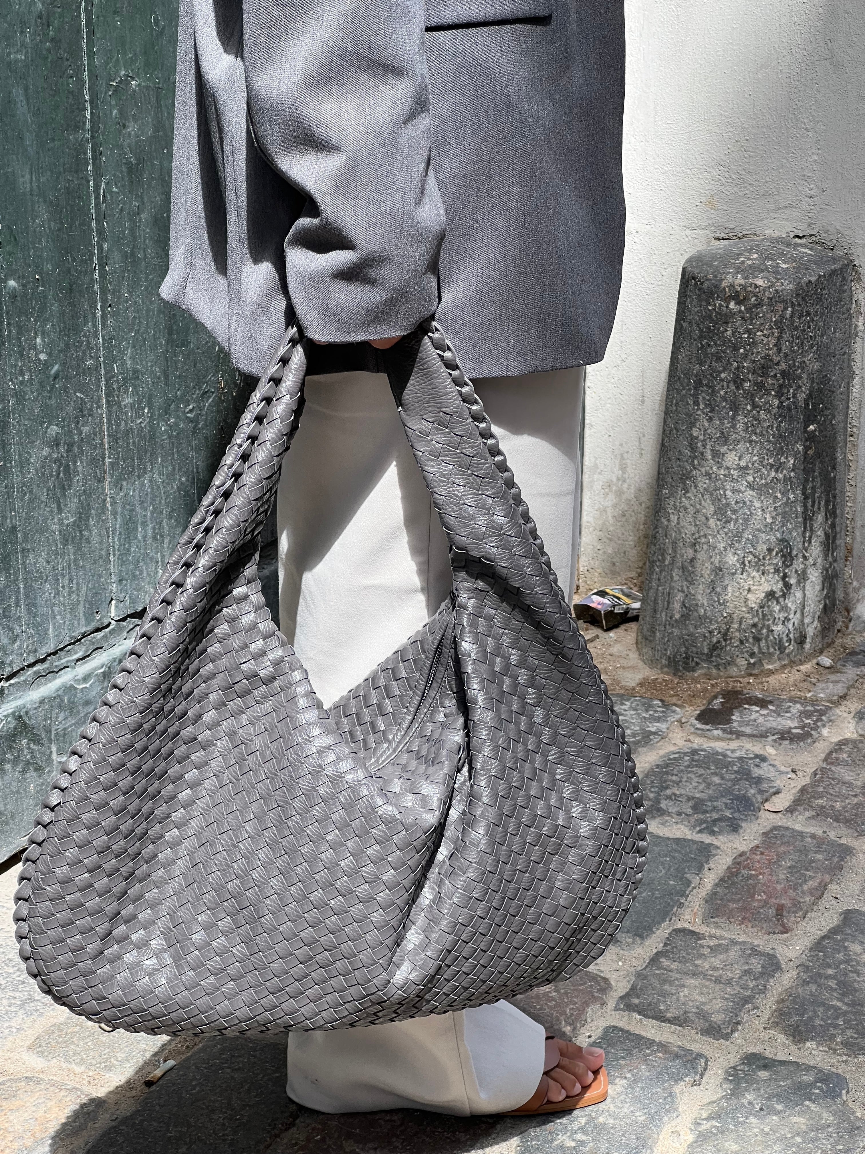 Oversized Woven Hobo Shoulder Bag
