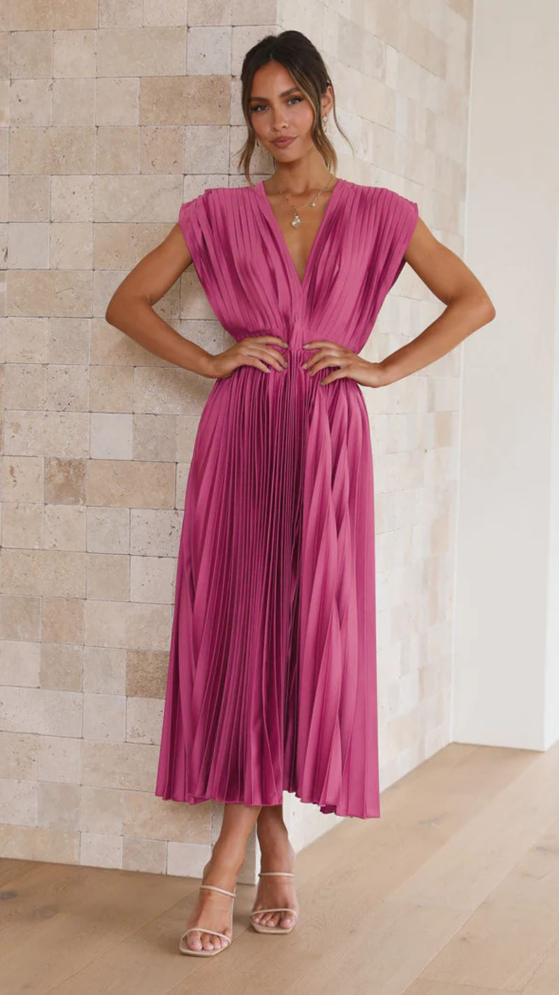Pleated Midi Dress