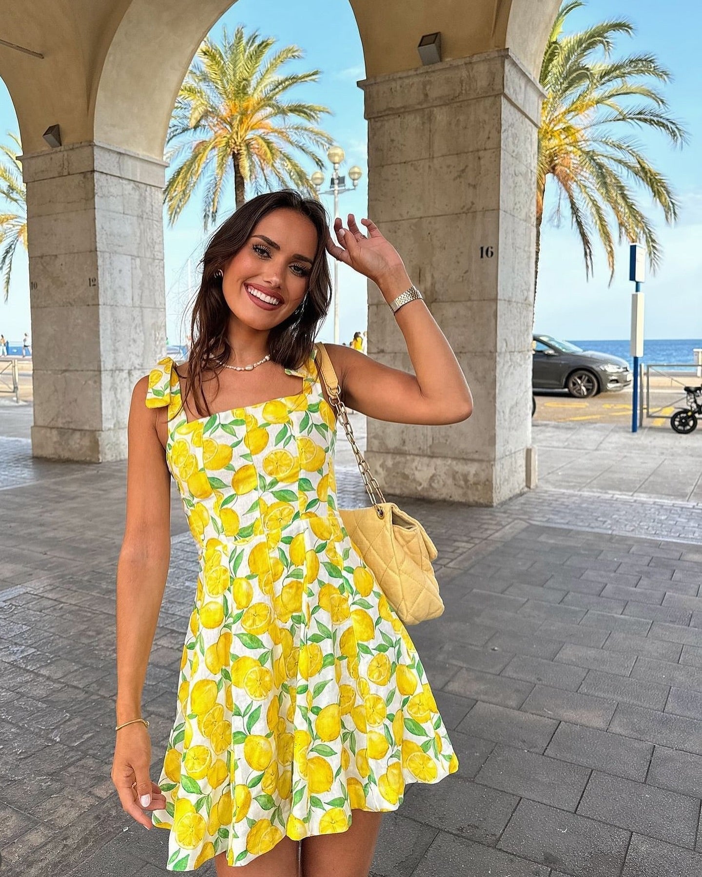 Lemon Print Mini Dress
