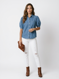 Denim Puff Sleeve Blouse