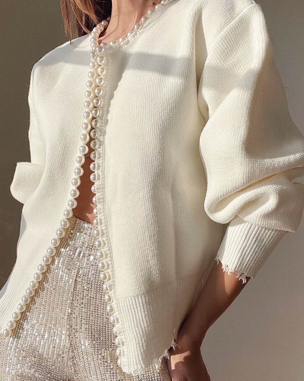 Cropped Pearl Cardigan
