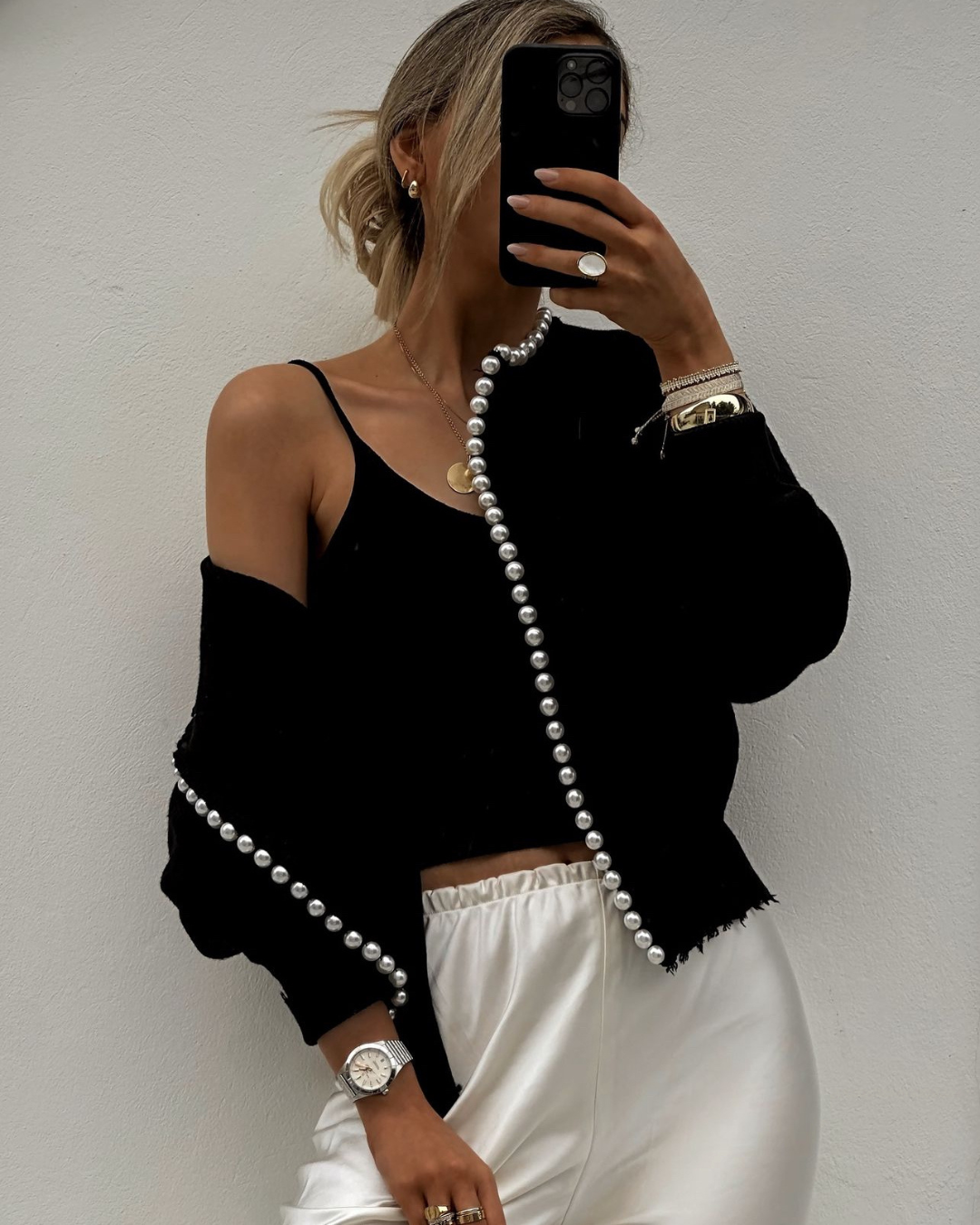 Cropped Pearl Cardigan