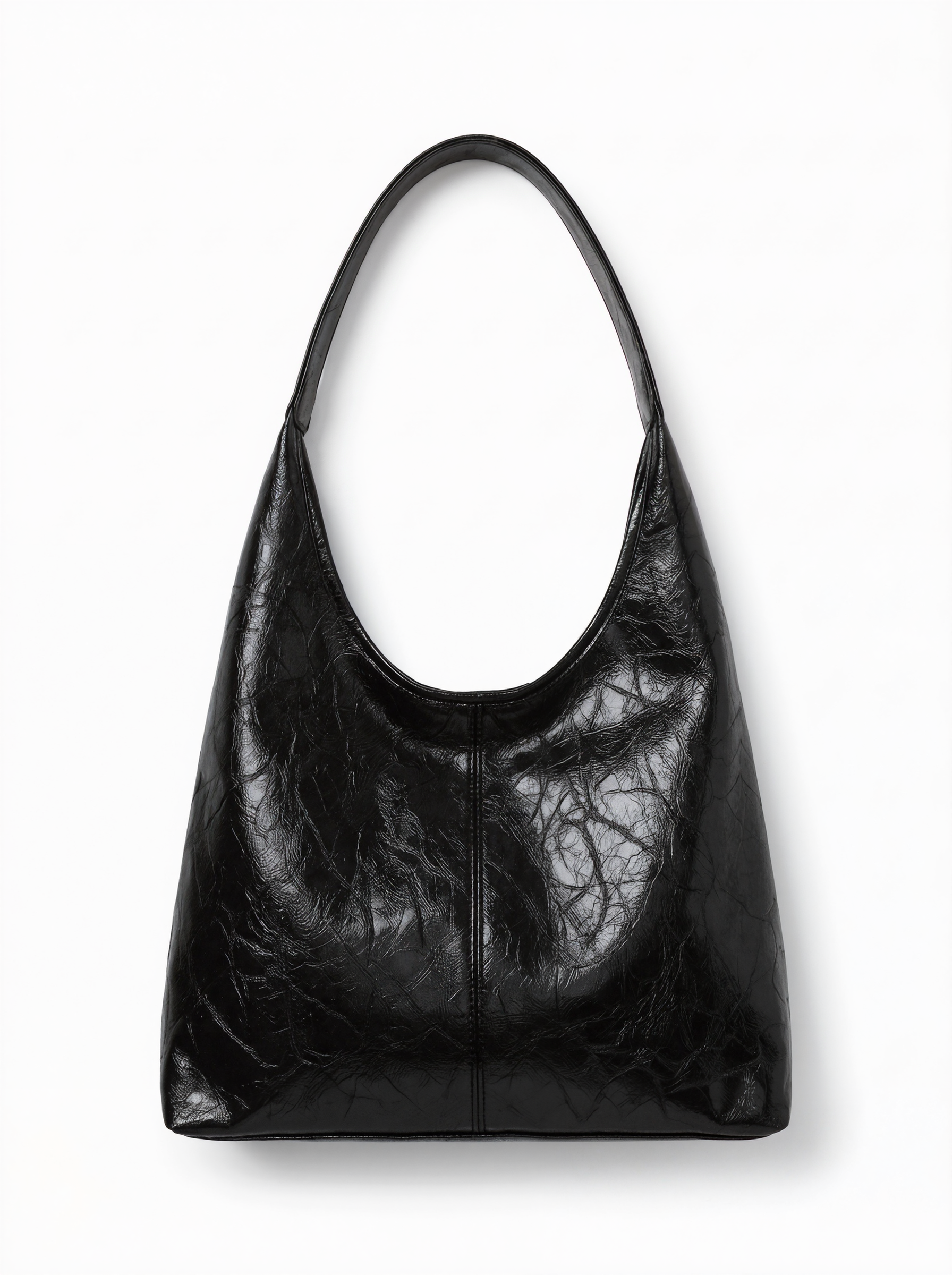 Distressed Vegan Hobo Shoulder Bag