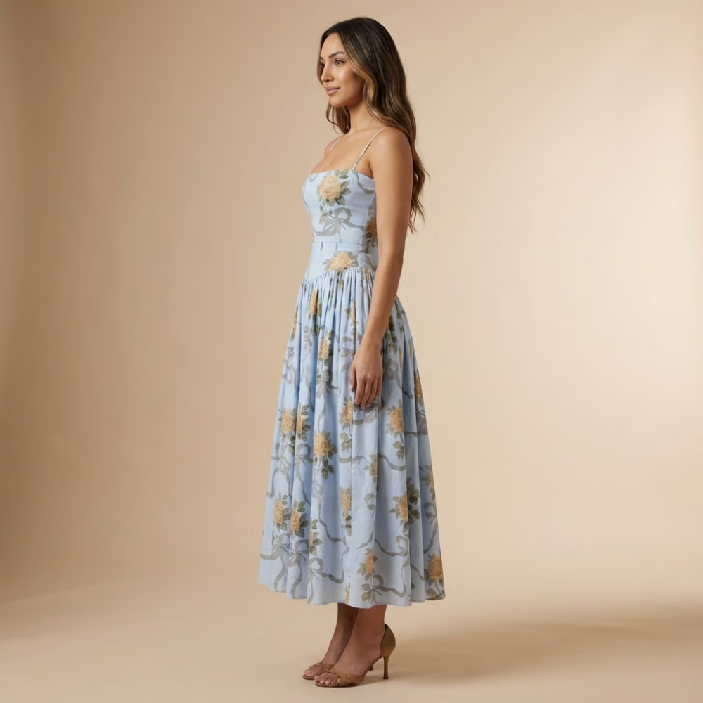Floral Print Wedding Midi Dress