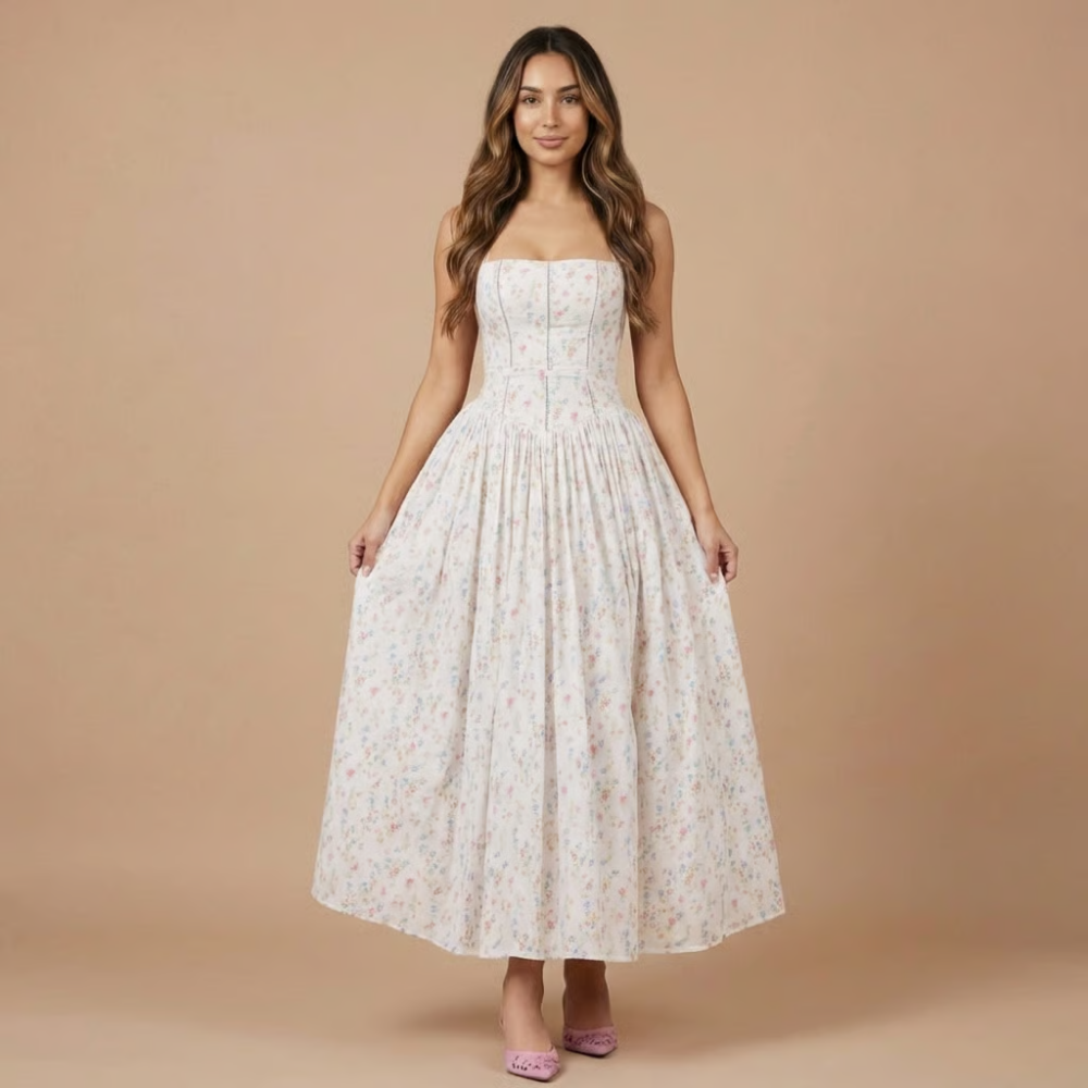 Floral Print Wedding Midi Dress