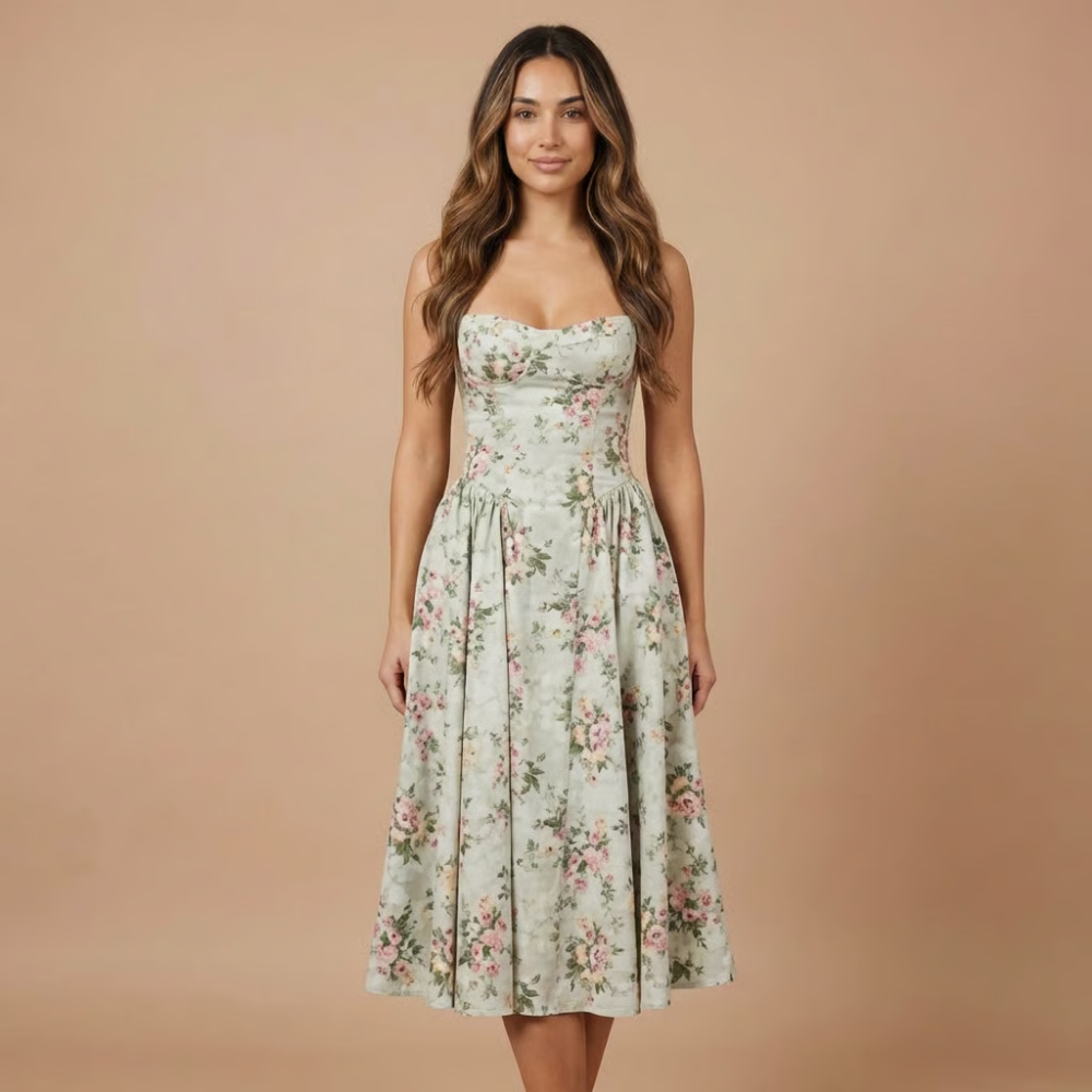 Floral Print Wedding Midi Dress