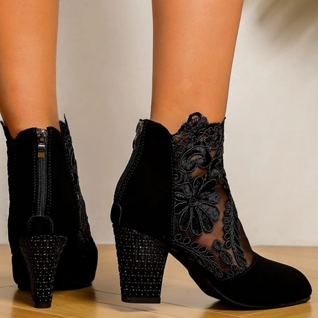 Embroidered High Heel Boots