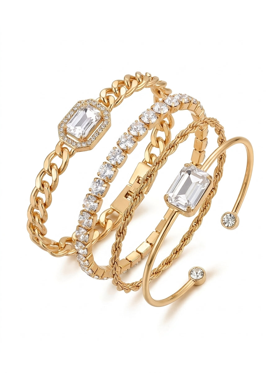 Gold Tone Layered Bracelet Set
