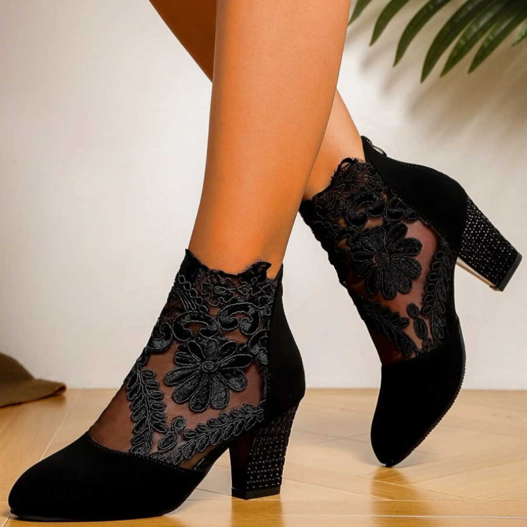 Embroidered High Heel Boots