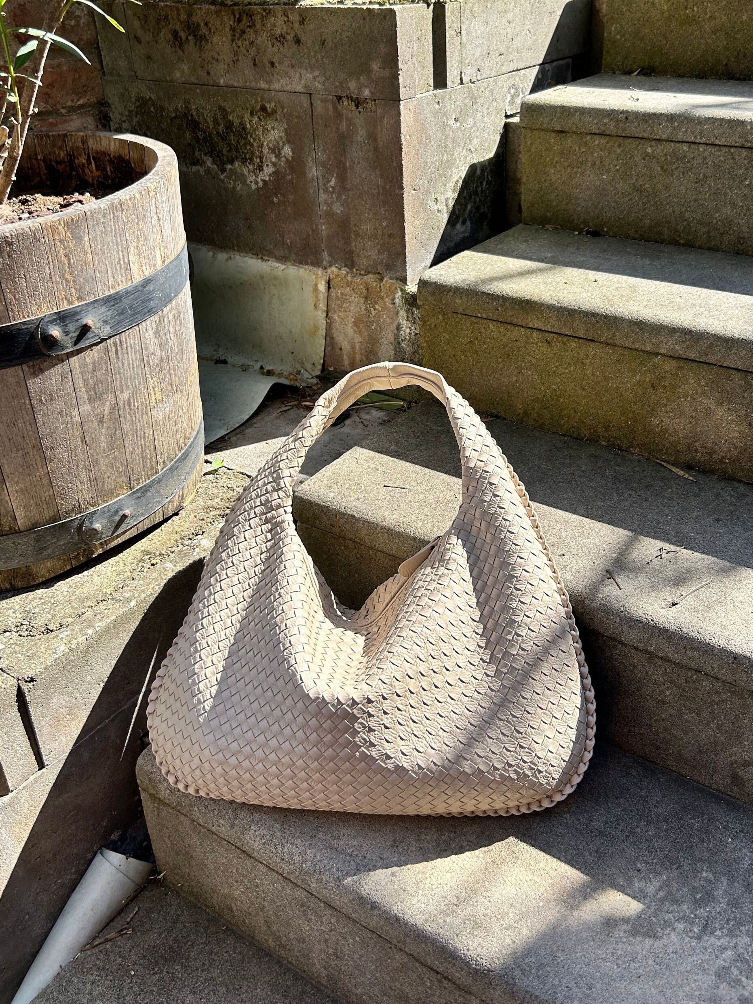 Oversized Woven Hobo Shoulder Bag