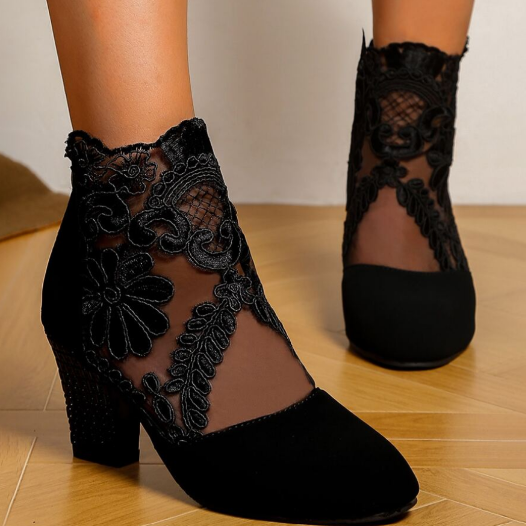 Embroidered High Heel Boots