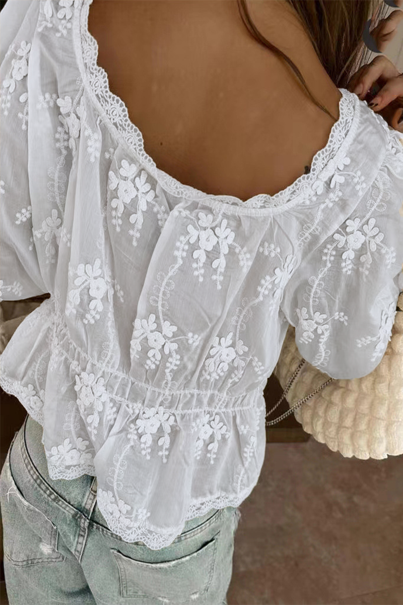 Embroidered Sheer Blouse