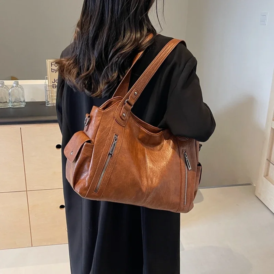Textured Faux Leather Shoulder Crossbody Bag
