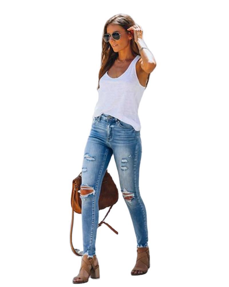 Distressed High-Waist Skinny Jeans