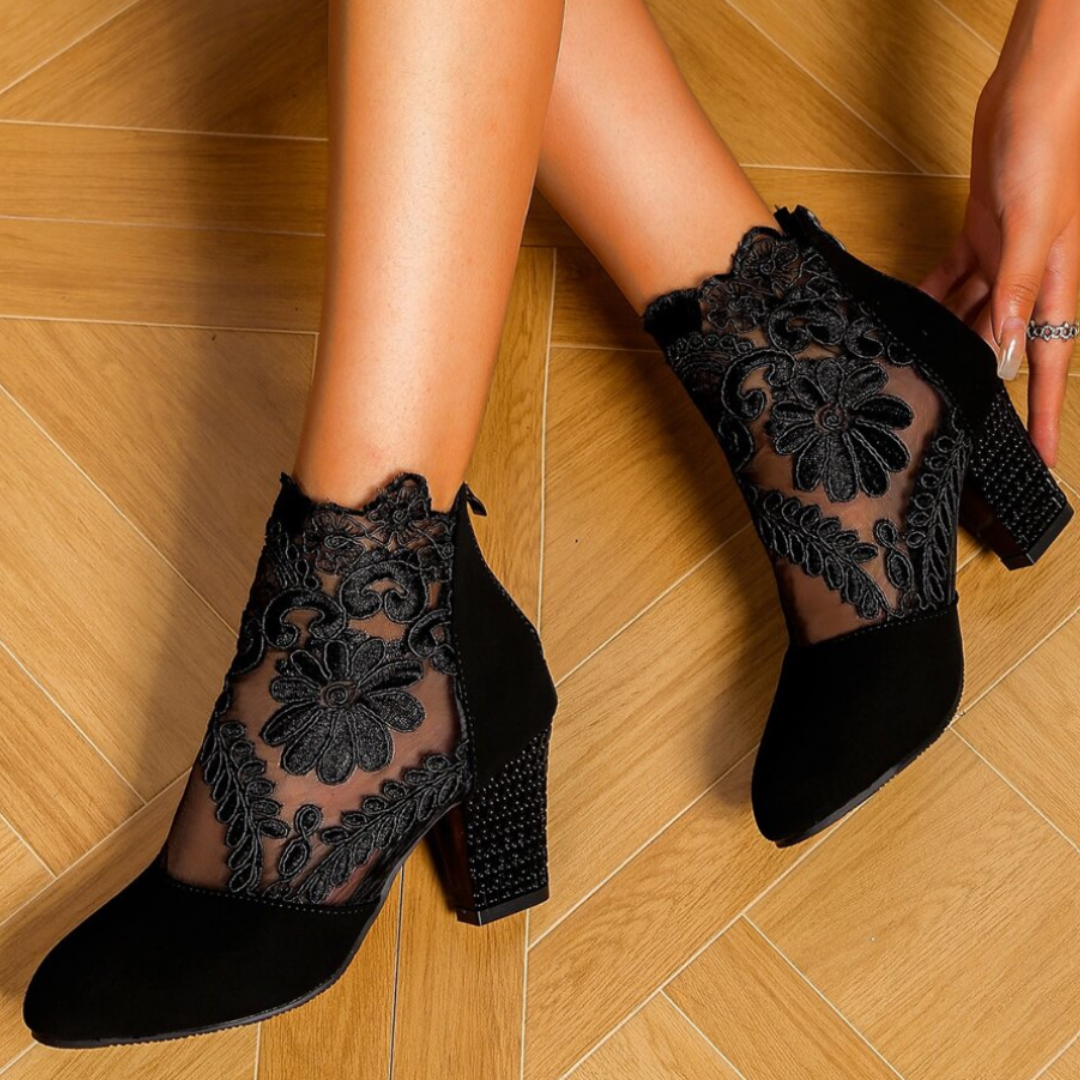 Embroidered High Heel Boots