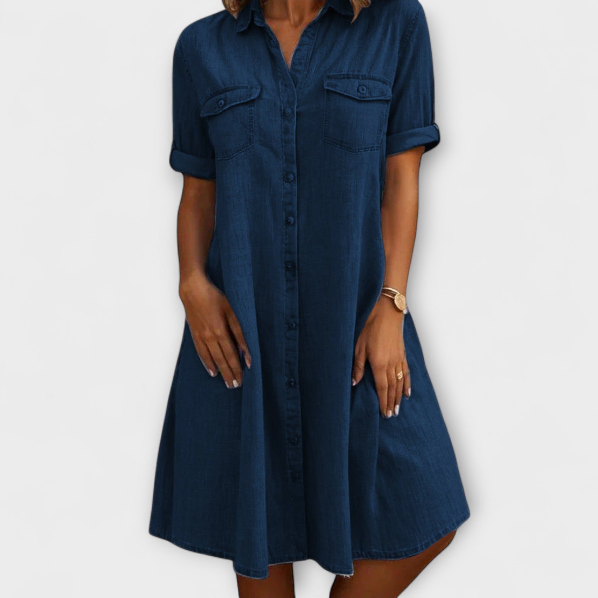 Chambray A-Line Casual Dress
