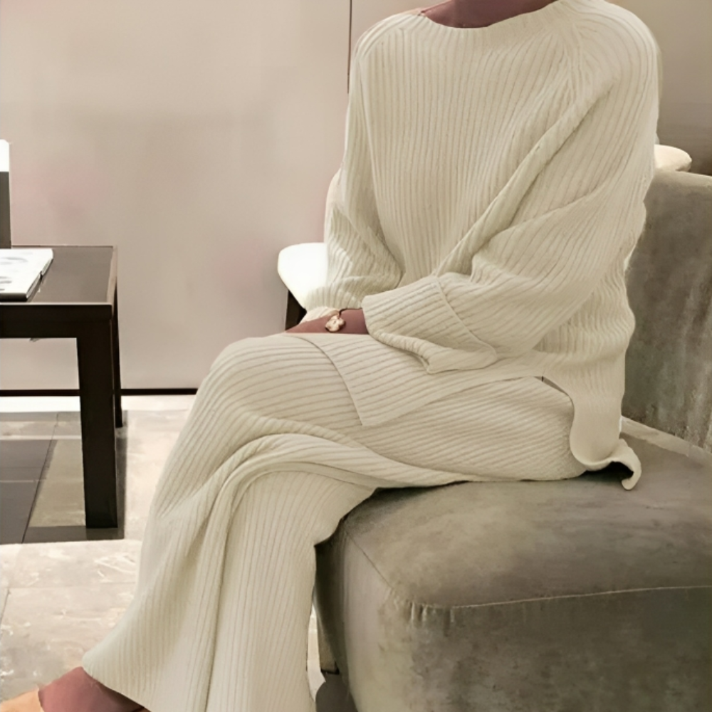 Relaxed Wide Leg Rib Knit Set