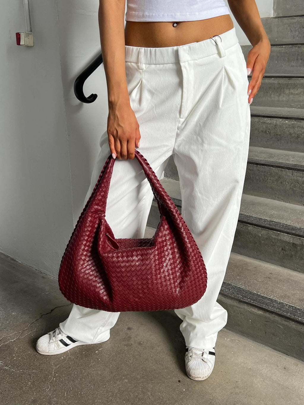 Oversized Woven Hobo Shoulder Bag