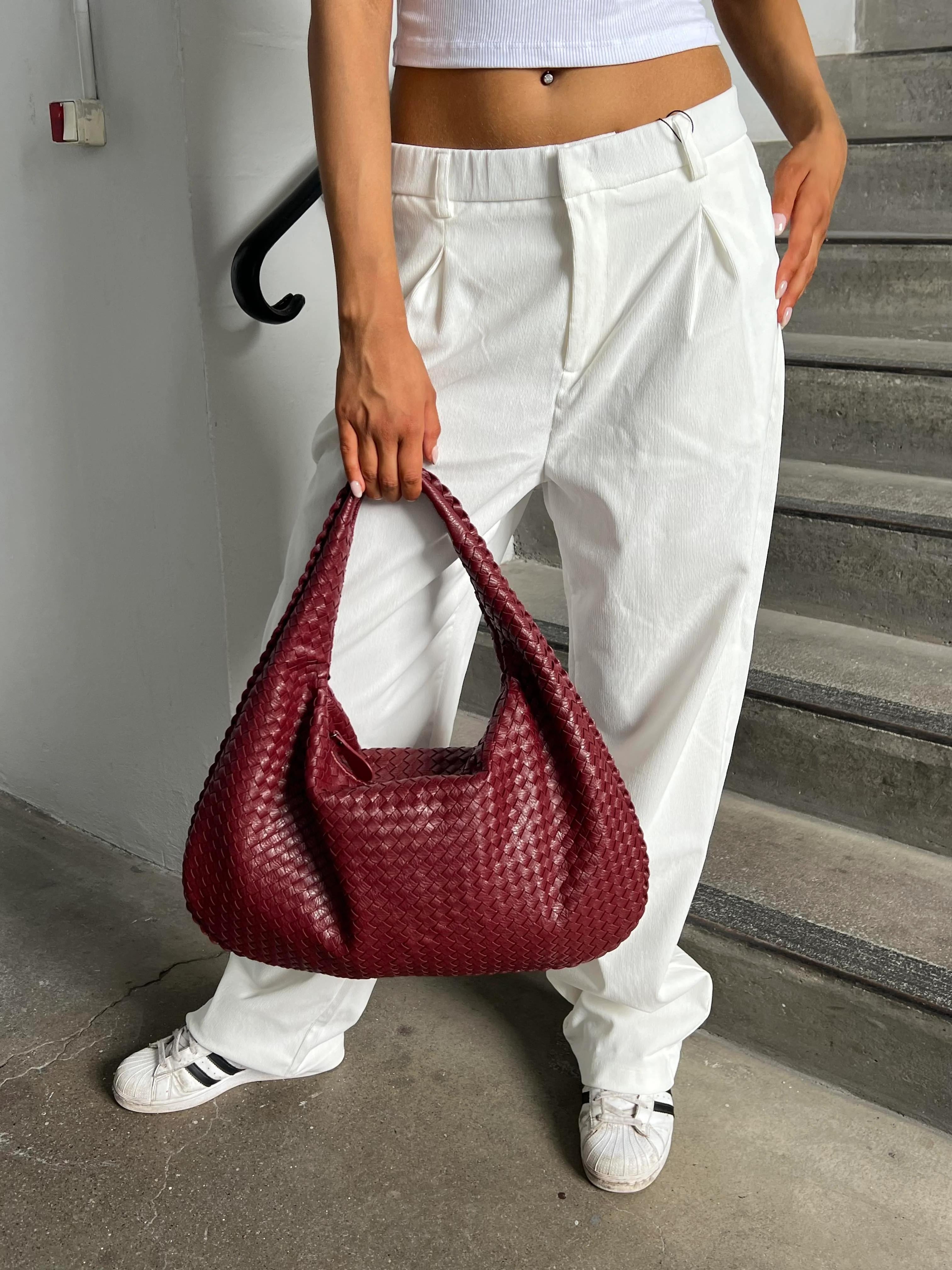 Oversized Woven Hobo Shoulder Bag