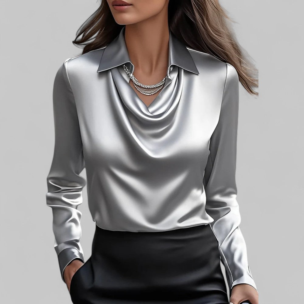 Cowl Neck Long Sleeve Blouse
