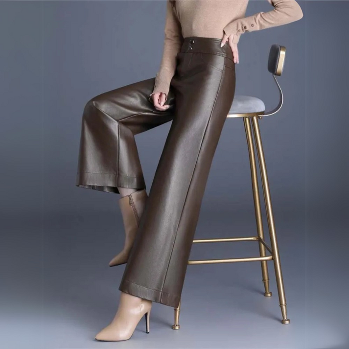 Faux Leather Wide Leg Trousers