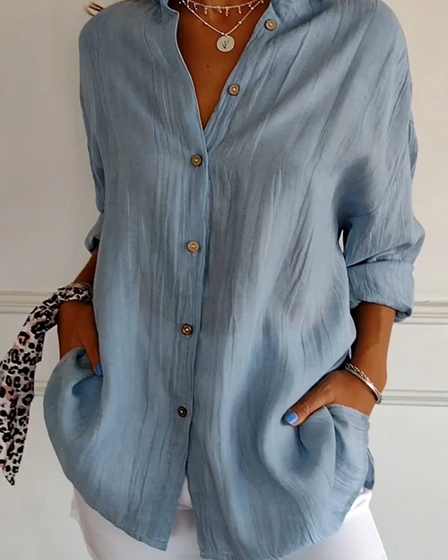 Crinkle Long Sleeve Blouse