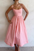 U-Neck Flared Midi Dress