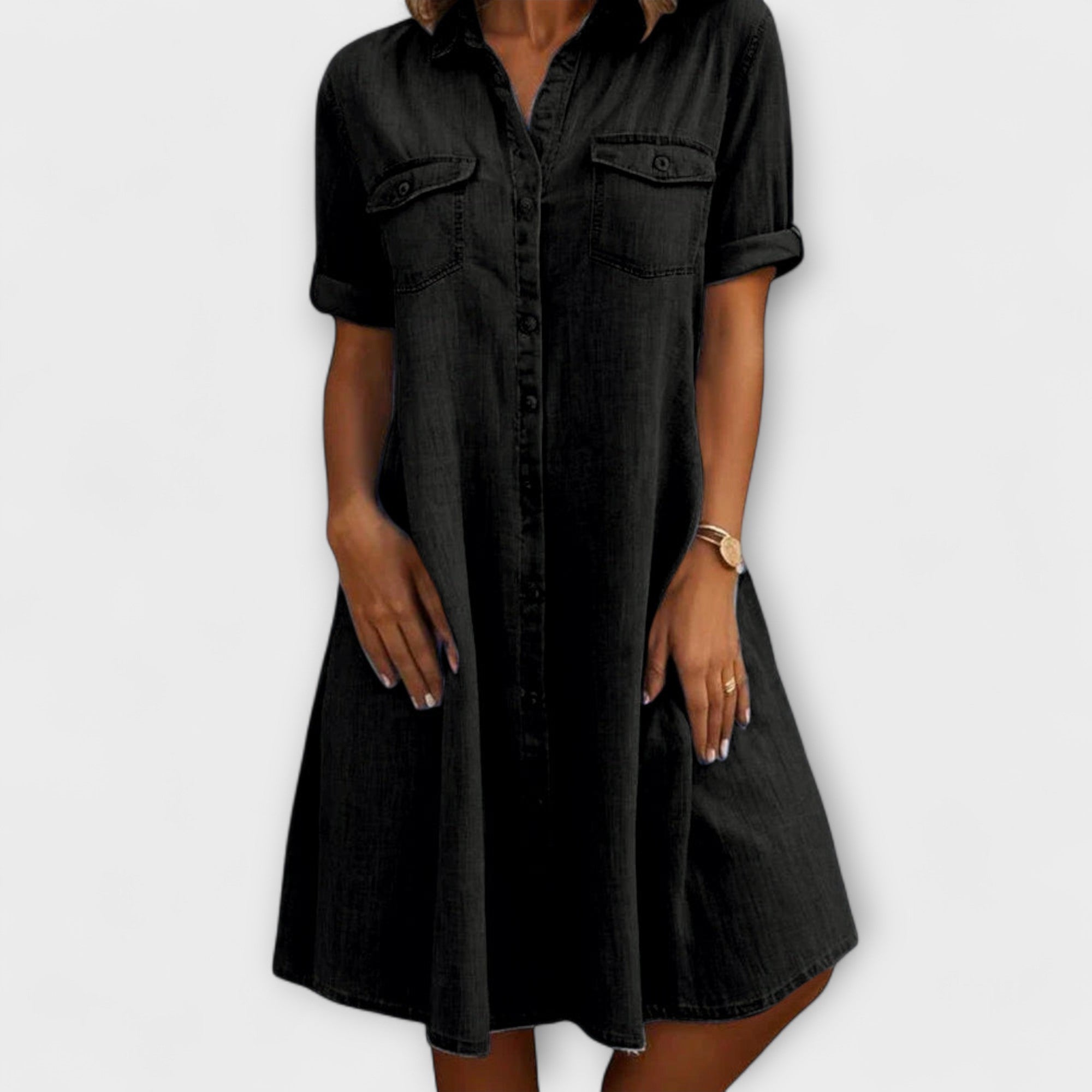Chambray A-Line Casual Dress