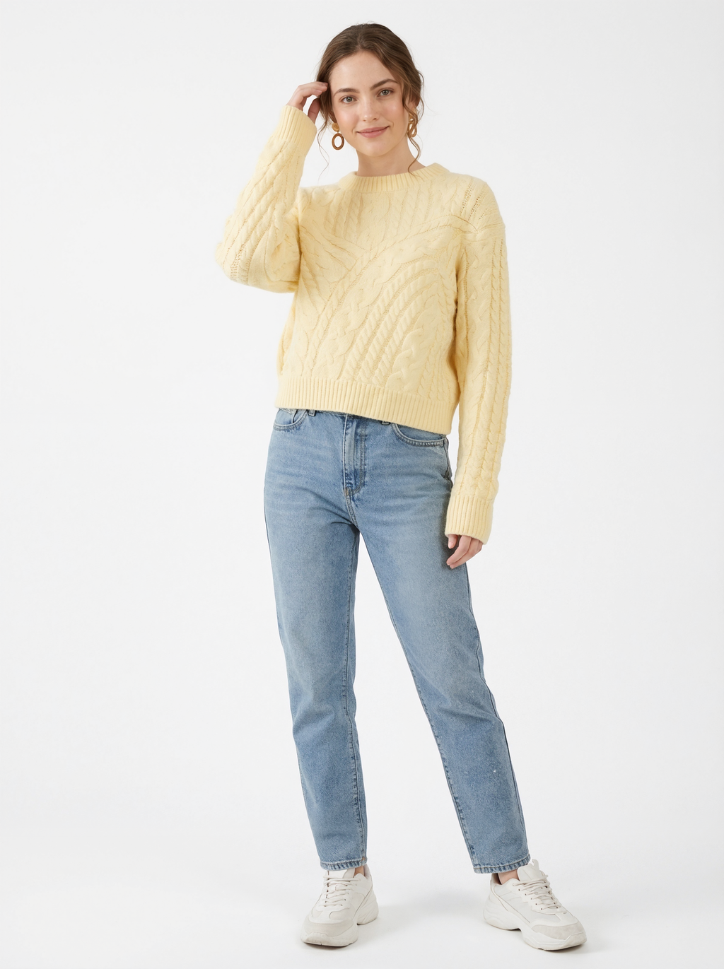 Soft Cropped Cable Knit Top