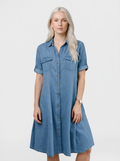 Chambray A-Line Casual Dress