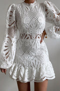 Lace Puff Sleeve Midi Dress