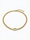 Gold CD Curb Chain Necklace