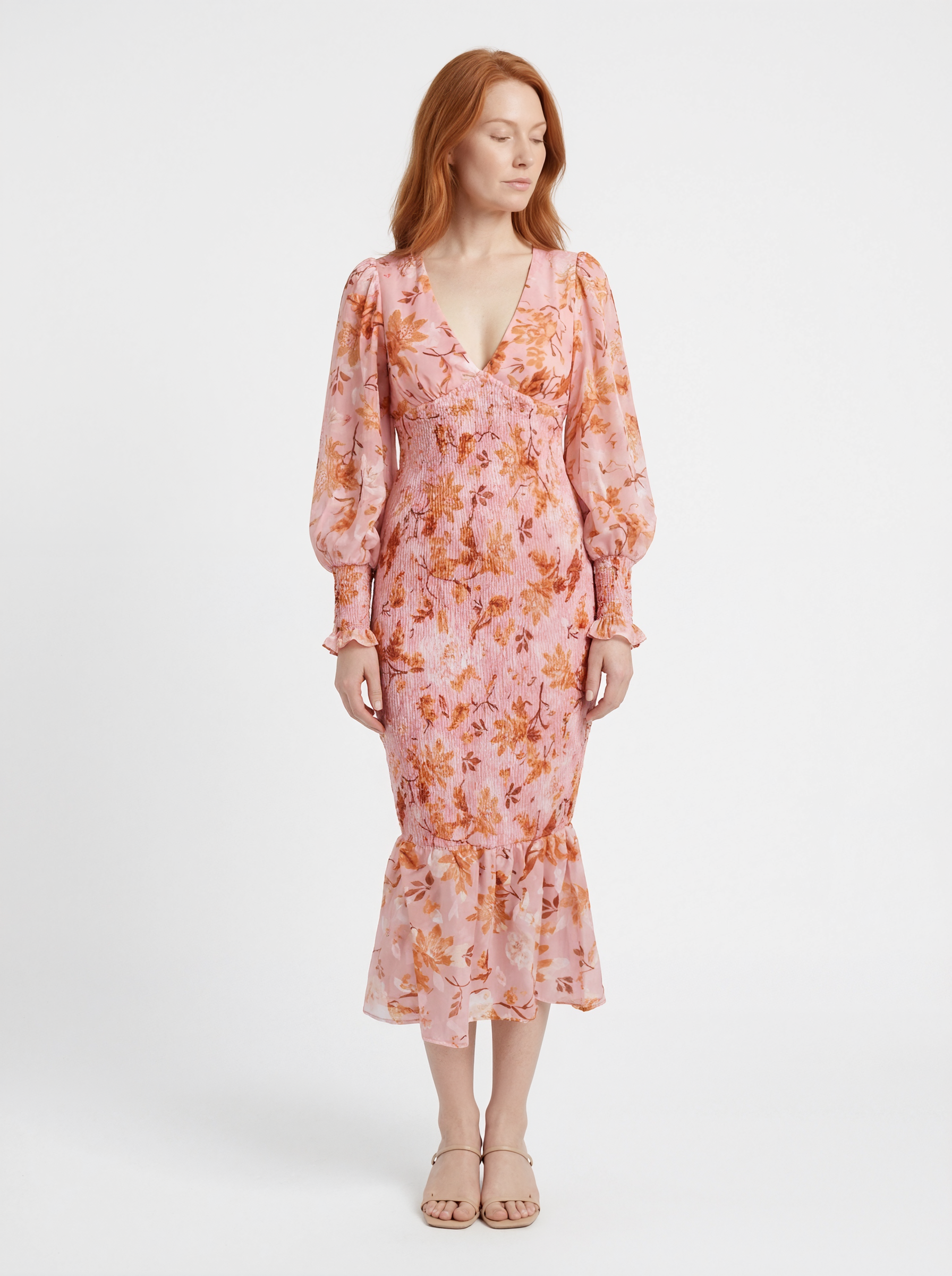 Floral Smocked Midi Dress