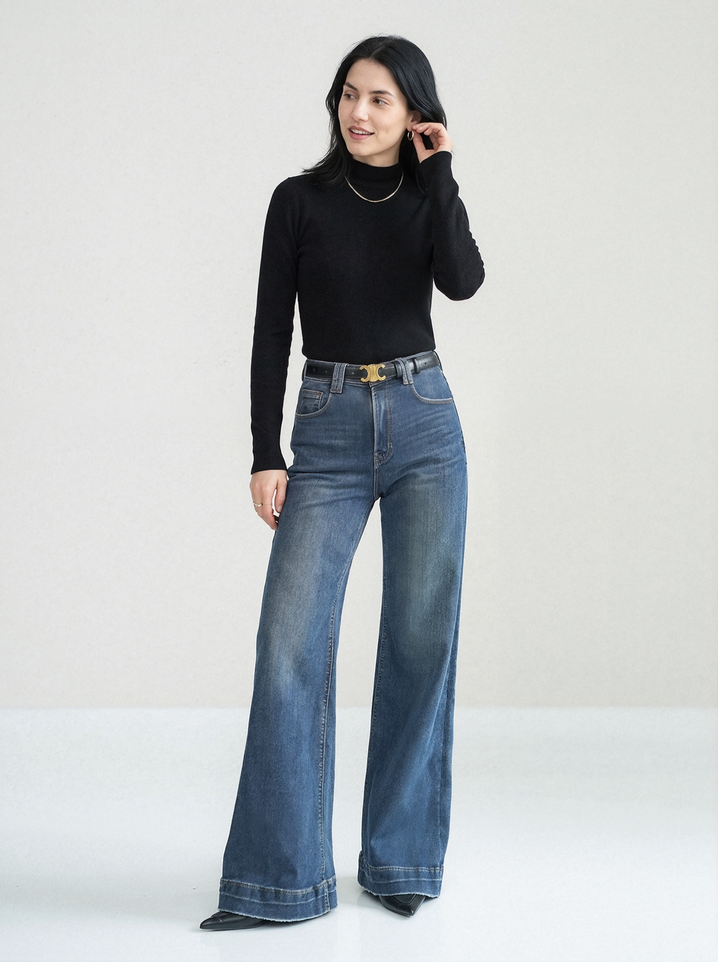 Stretch Mid-Waist Bootcut Jeans