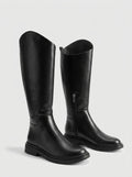 Chic Black Block Heel Knee High Boots