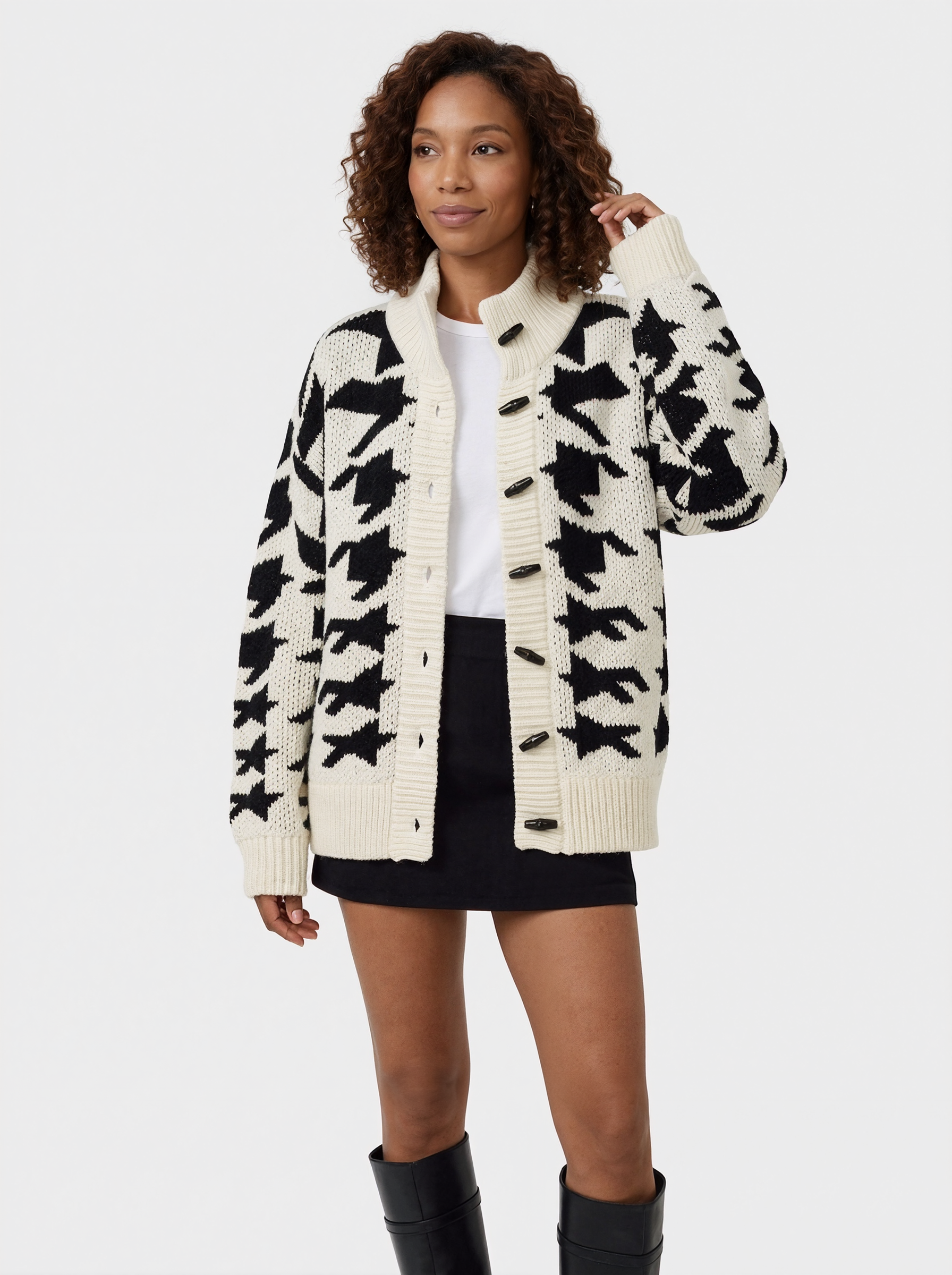 Houndstooth Toggle Cardigan